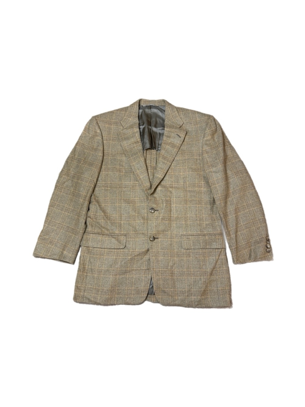 Hickey Freeman X Maus&Hoffman Plaid Wool Cashmere Beige Blazer Size 40R